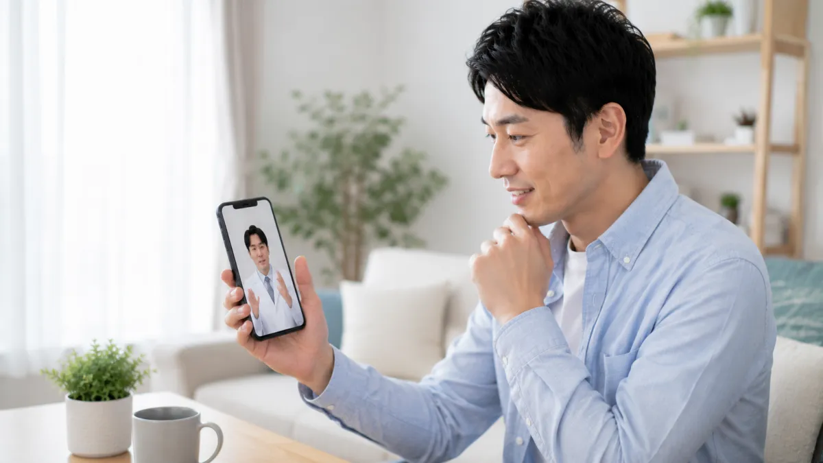クリニックフォアでEDのオンライン診療を受ける男性
