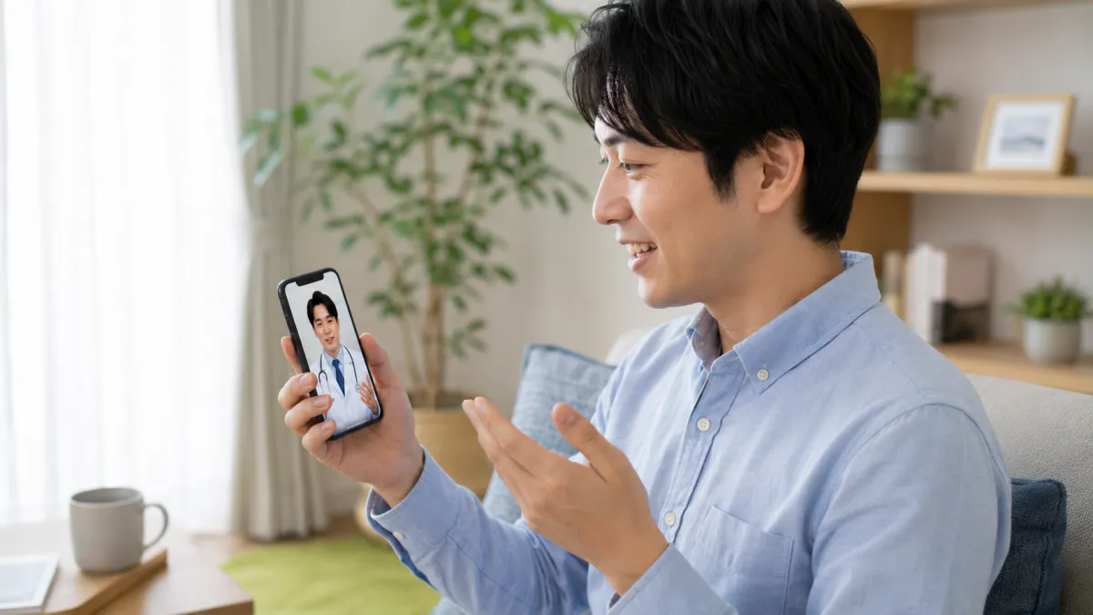 デジタルクリニックでEDのオンライン診療を受ける男性