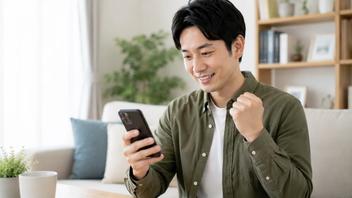 DMMオンラインクリニックでオンライン診療を終えた男性