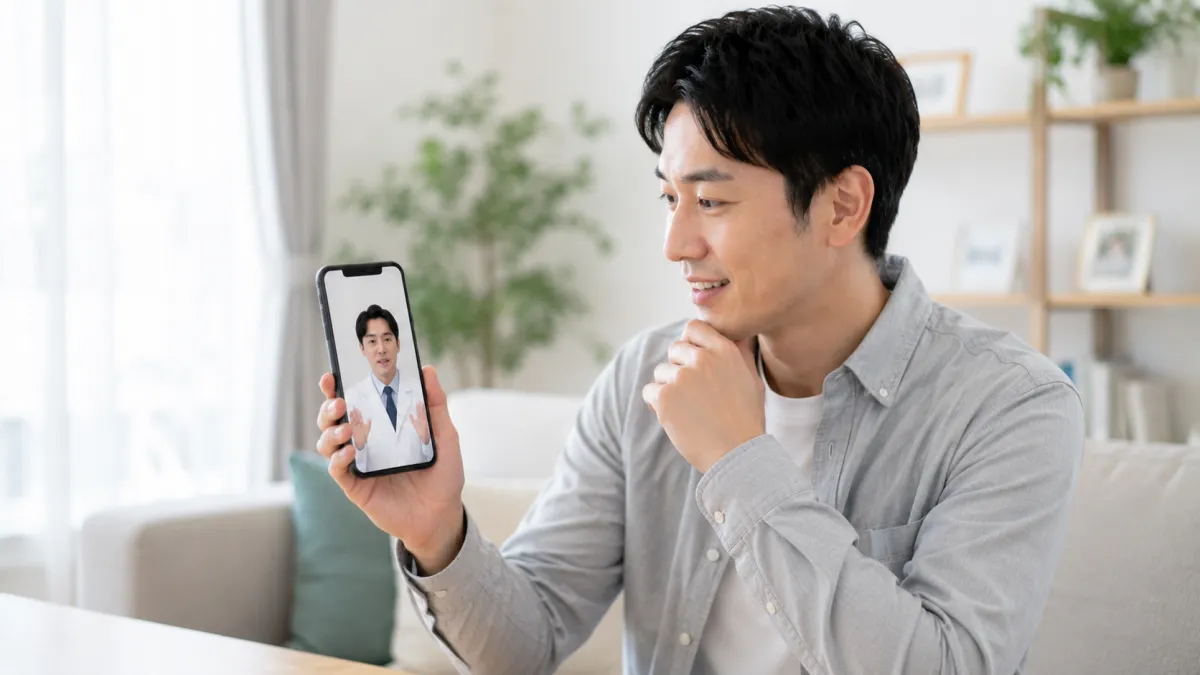 DMMオンラインクリニックでEDのオンライン診療を受ける男性