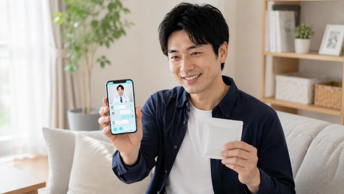 ED治療薬の違いについて医師から説明を受ける男性