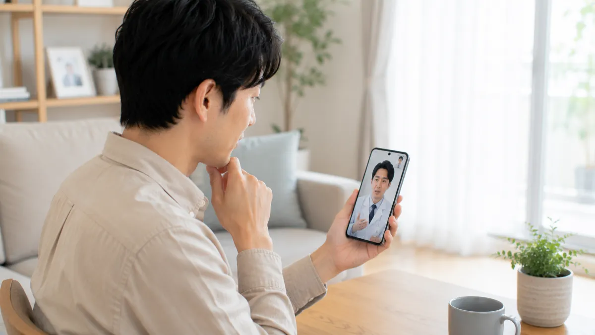 レバクリでEDのオンライン診療を受ける男性