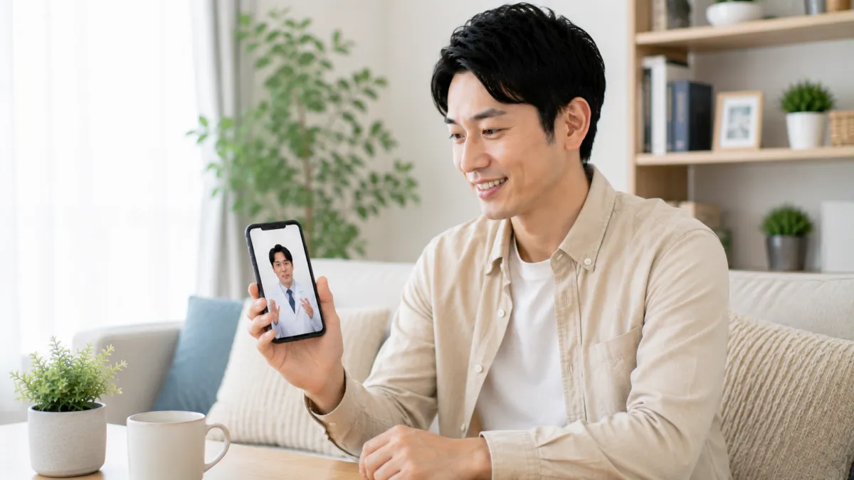 レバクリでEDのオンライン診療を受ける男性