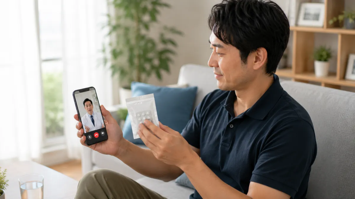 自宅でオンラインED診療を利用する男性
