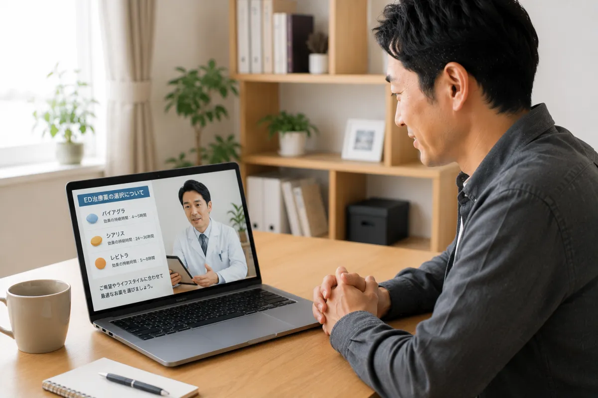 オンライン診療でステンドラについて相談する男性


