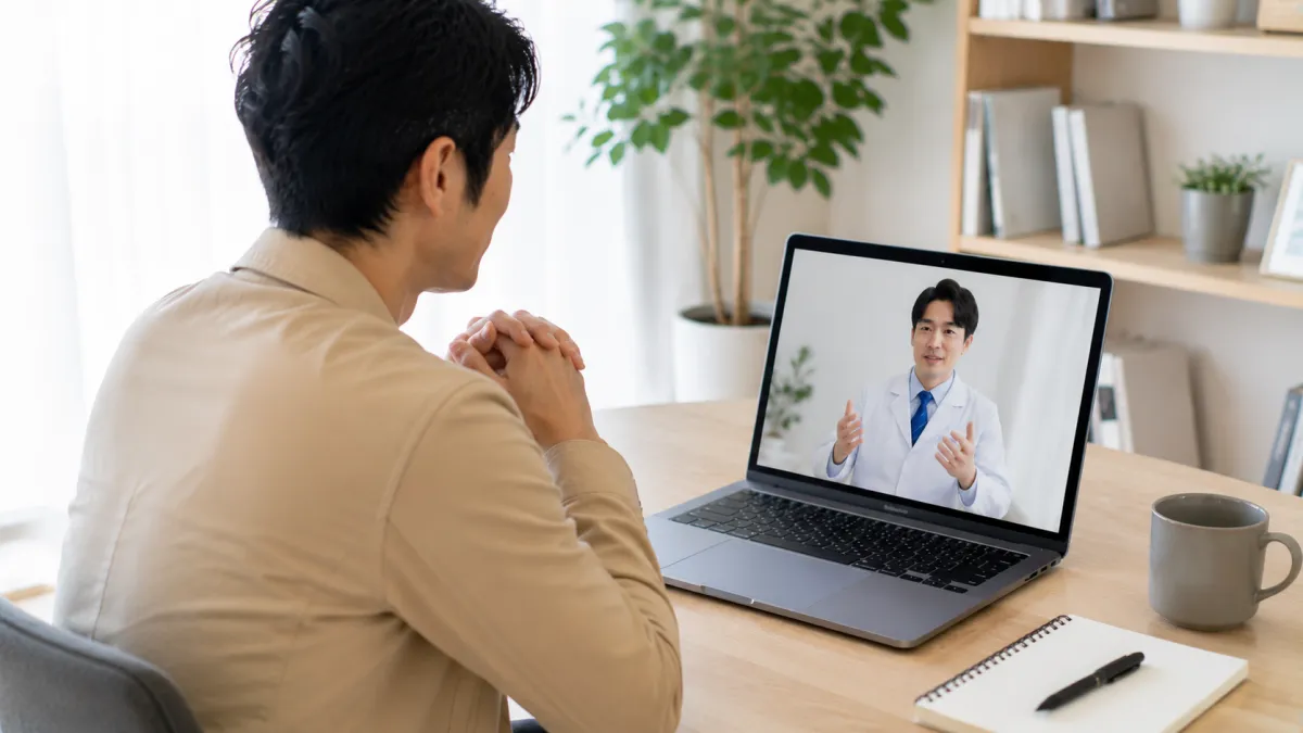 オンライン診療でバイアグラの処方相談をする男性