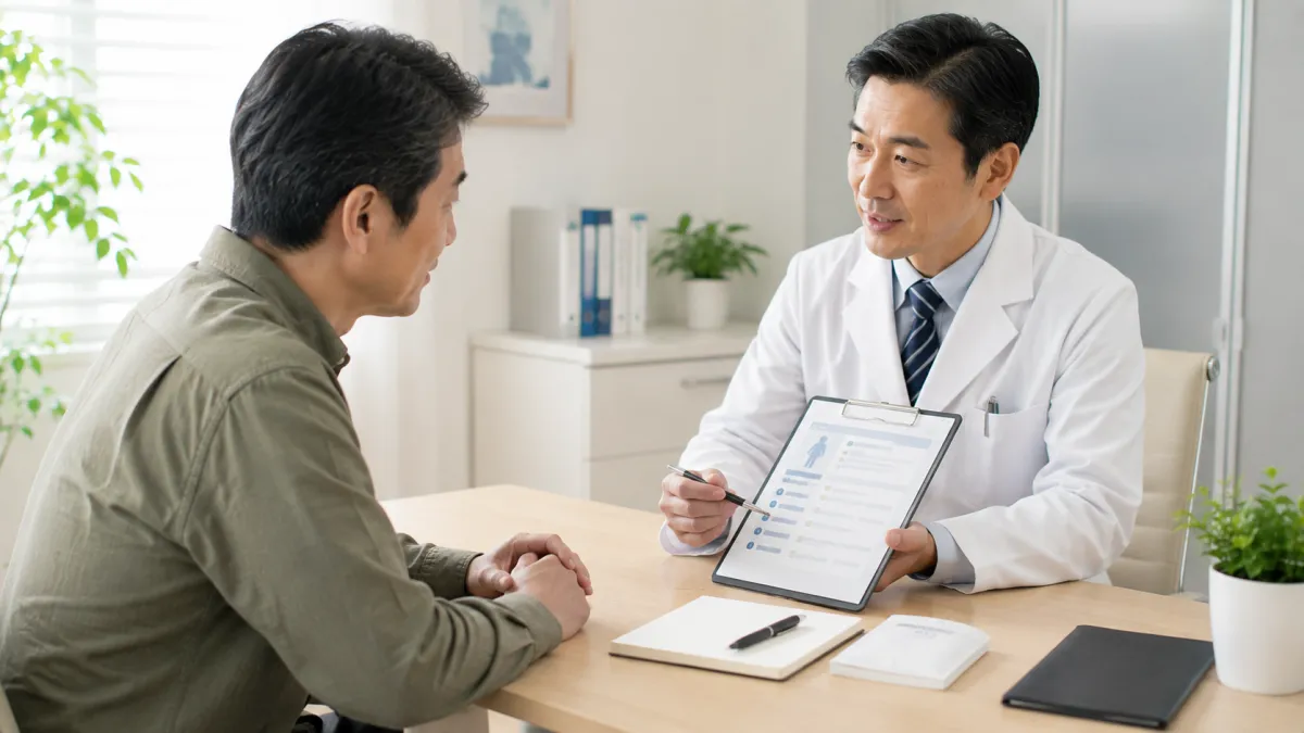 ED治療について医師に相談する男性